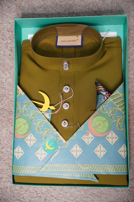 BAJU MELAYU DAYTONA  OLIVE GREEN (10)