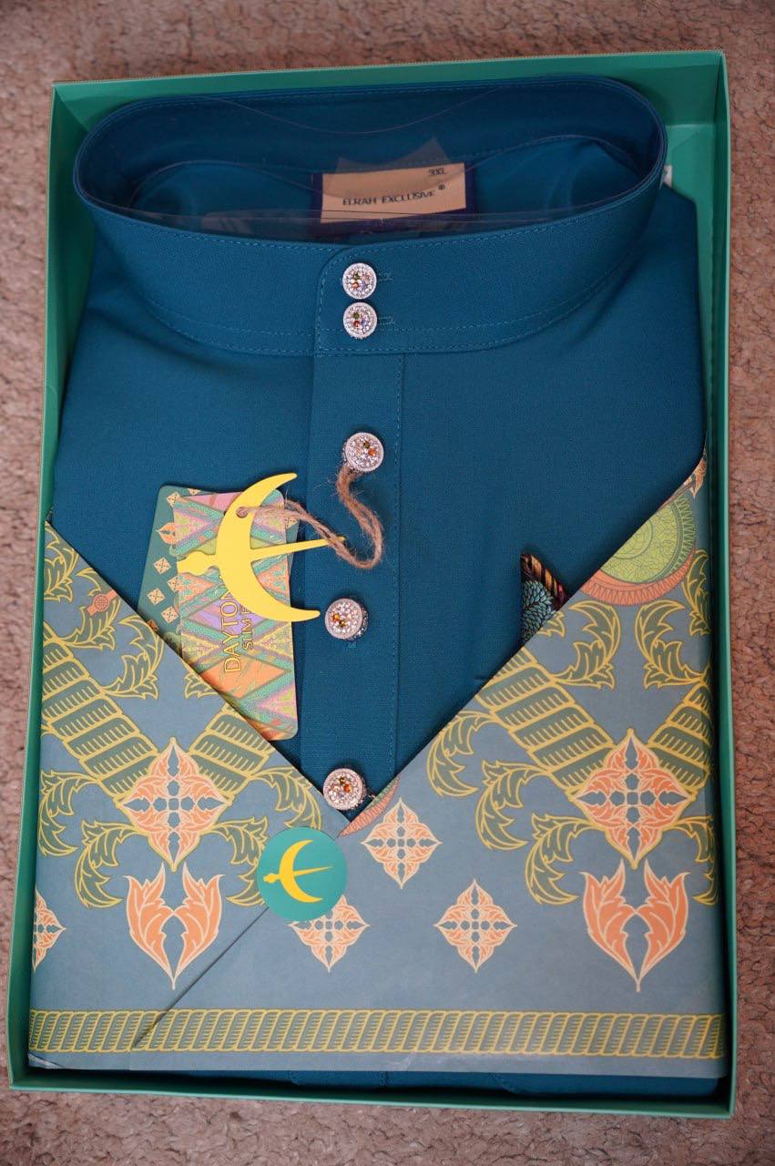 BAJU MELAYU DAYTONA  TEAL BLUE (22)