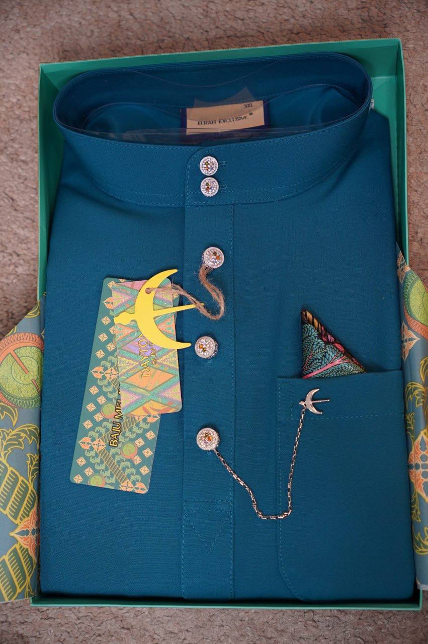 BAJU MELAYU DAYTONA  TEAL BLUE (22)