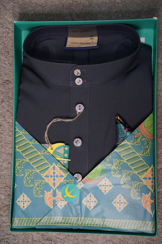 BAJU MELAYU DAYTONA  DARK GREY (7)